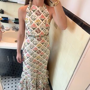 Agua by Agua Bendita Linen Multicolor Floral Maxi Dress